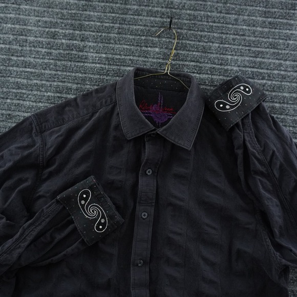 Robert Graham Other - Robert Graham Button Down Shirt Mens XL Black Embroidered Flip Cuff